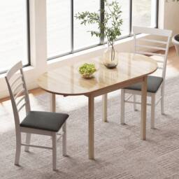 Wyld Haus Fico Pine Drop Leaf Dining Table Natural Wood Seats 4 - 6 - thumbnail 3
