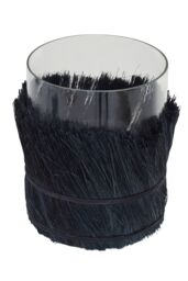 Orsina Coastal Styled Large Candle Holder, Modern Candle Holder, Round Glass Candle Holder in Black - thumbnail 2