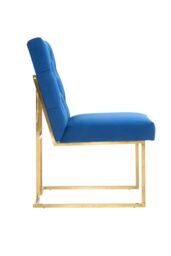 Life Interiors Set of 4 Siena Luxury Tufted Velvet Dining Chairs with Gold Frame in Blue - thumbnail 3