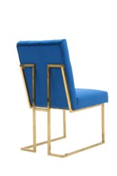 Life Interiors Set of 4 Siena Luxury Tufted Velvet Dining Chairs with Gold Frame in Blue - thumbnail 4