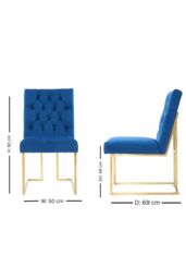 Life Interiors Set of 4 Siena Luxury Tufted Velvet Dining Chairs with Gold Frame in Blue - thumbnail 6