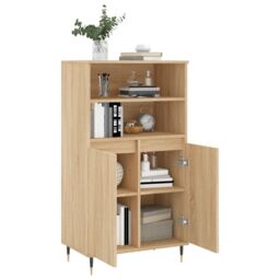 Berkfield Home Highboard Sonoma Oak 60x36x110 cm Engineered Wood in Brown - Size: 60 x 36 x 110 cm - thumbnail 4