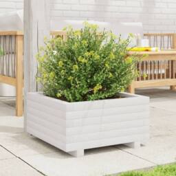 Berkfield Home Decorative Garden Planter White 50x50x26.5 cm Solid Wood Pine - thumbnail 1