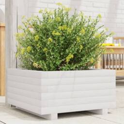 Berkfield Home Decorative Garden Planter White 50x50x26.5 cm Solid Wood Pine - thumbnail 2
