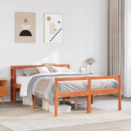 Berkfield Home Bed Frame with Headboard without Mattress Wax Brown 120x200 cm - Size: Small Double - thumbnail 1