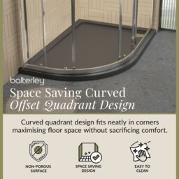 Balterley Premium Shower Tray - Right Hand Offset Quadrant - 1200mm x 900mm - Slate Grey - thumbnail 2