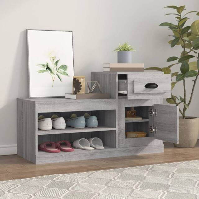 Berkfield Home Shoe Cabinet Grey Sonoma 100x42x60 cm Engineered Wood - Size: 100 x 42 x 60 cm - image 1