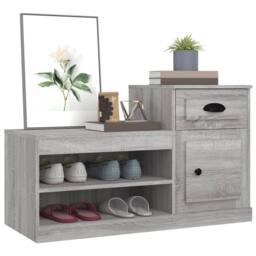 Berkfield Home Shoe Cabinet Grey Sonoma 100x42x60 cm Engineered Wood - Size: 100 x 42 x 60 cm - thumbnail 4