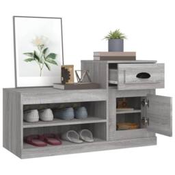 Berkfield Home Shoe Cabinet Grey Sonoma 100x42x60 cm Engineered Wood - Size: 100 x 42 x 60 cm - thumbnail 5