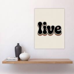 "Artery8 Live Bold Retro Rainbow Font Word Typography Wall Art Print in Beige - Size: W12"" x H16""" - thumbnail 4