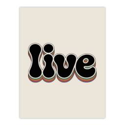 "Artery8 Live Bold Retro Rainbow Font Word Typography Wall Art Print in Beige - Size: W12"" x H16""" - thumbnail 1