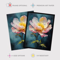 "Wee Blue Coo Wall Art Print Peony Pleasure Oil Painting Blue Pink Orange Single Flower Spring Bloom Floral Poster - Size: W24"" x H32""" - thumbnail 2