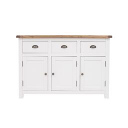Lovere Off White 3 Drawer 3 Door Sideboard Brass Cup Handle