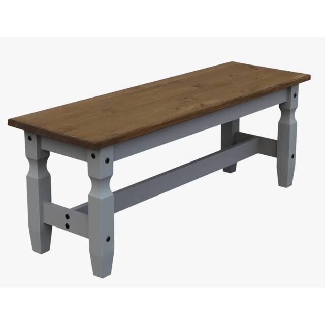 VOGREX Grey Solid Pine Dining Bench 4 Seater UK Kitchen Seat in Brown - image 1