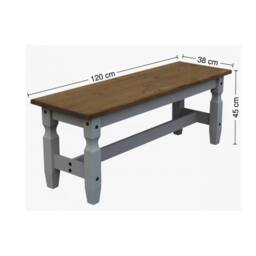 VOGREX Grey Solid Pine Dining Bench 4 Seater UK Kitchen Seat in Brown - thumbnail 2