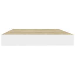 Berkfield Home Floating Wall Shelf Oak & White 40x23x3.8 cm MDF in Light Brown - thumbnail 6