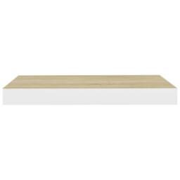 Berkfield Home Floating Wall Shelf Oak & White 40x23x3.8 cm MDF in Light Brown - thumbnail 5