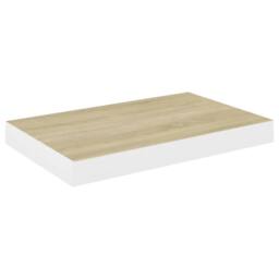 Berkfield Home Floating Wall Shelf Oak & White 40x23x3.8 cm MDF in Light Brown - thumbnail 4
