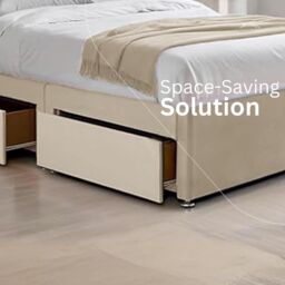 "Bed Time UK Cosy Plush Divan Bed with Mattress, Drawers & 20"" Headboard in Ivory - Size: Double" - thumbnail 3