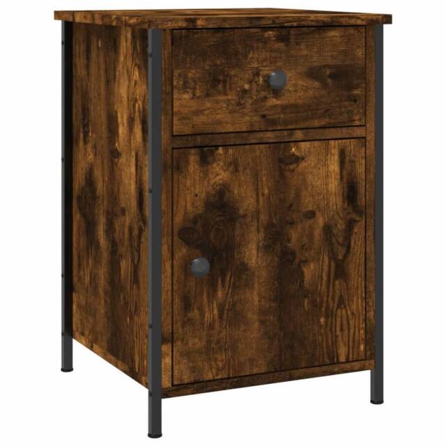 Berkfield Home Bedside Cabinet Smoked Oak 40x42x60 cm Engineered Wood in Brown - Size: 40 x 42 x 60 cm - image 1