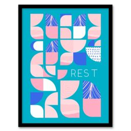 "Wee Blue Coo Wall Art Print Chill Pattern Rest Quote Affirmation Calm Teal Spa Art Framed in Blue - Size: W12"" x H16""" - thumbnail 1