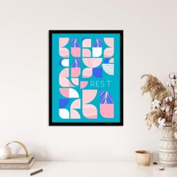 "Wee Blue Coo Wall Art Print Chill Pattern Rest Quote Affirmation Calm Teal Spa Art Framed in Blue - Size: W12"" x H16""" - thumbnail 4