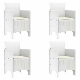 Berkfield Home White Garden Chairs with Cushions 4 pcs White Poly Rattan - thumbnail 3