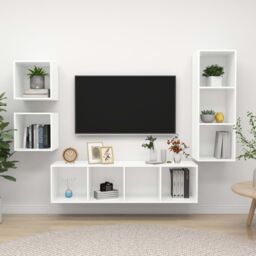 Berkfield Home 4 Piece TV Cabinet Set White Engineered Wood - thumbnail 1