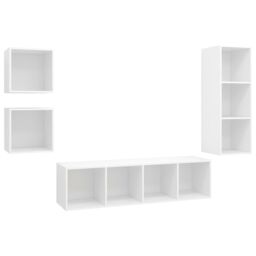 Berkfield Home 4 Piece TV Cabinet Set White Engineered Wood - thumbnail 2