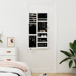 Berkfield Home Mirror Jewellery Cabinet with LED Lights Wall Mounted White