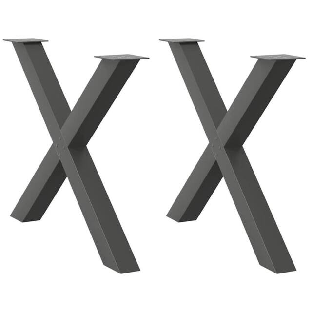 Berkfield Home Dining Table Legs X-Shaped 2 pcs Anthracite 90x(72-73) cm Steel in Black - image 1