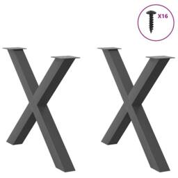 Berkfield Home Dining Table Legs X-Shaped 2 pcs Anthracite 90x(72-73) cm Steel in Black - thumbnail 3