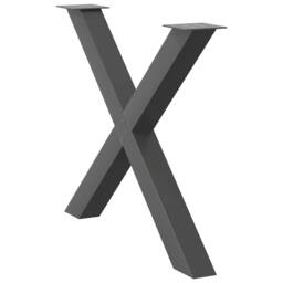 Berkfield Home Dining Table Legs X-Shaped 2 pcs Anthracite 90x(72-73) cm Steel in Black - thumbnail 4