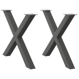 Berkfield Home Dining Table Legs X-Shaped 2 pcs Anthracite 90x(72-73) cm Steel in Black - thumbnail 1