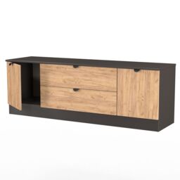 Ready Assembled 2 U Norway 2 Door 2 Drawer Superwide TV Unit (Ready Assembled) in Dark Grey - thumbnail 6