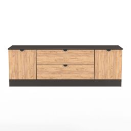 Ready Assembled 2 U Norway 2 Door 2 Drawer Superwide TV Unit (Ready Assembled) in Dark Grey - thumbnail 2