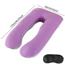 Ventryn Full Body U Pillow for Pregnant Women with Removable Cover in Purple - thumbnail 2
