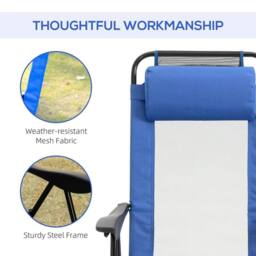 EONLION Garden Chairs Set of 2 Folding Camping Chair in Blue - Size: 100 cm - thumbnail 3