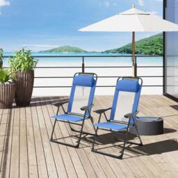 EONLION Garden Chairs Set of 2 Folding Camping Chair in Blue - Size: 100 cm - thumbnail 1