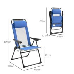 EONLION Garden Chairs Set of 2 Folding Camping Chair in Blue - Size: 100 cm - thumbnail 2