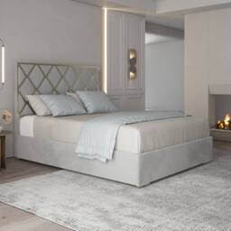 Casani Sturry Upholstered Soft Velvet Grey Metal Designer Bed Frame - Size: Single - thumbnail 2