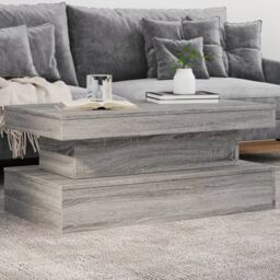 Berkfield Home Coffee Table with LED Lights Grey Sonoma 90x50x40 cm - Size: 90 x 50 x 40 cm - thumbnail 1