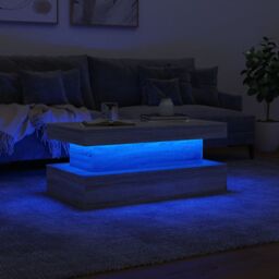 Berkfield Home Coffee Table with LED Lights Grey Sonoma 90x50x40 cm - Size: 90 x 50 x 40 cm - thumbnail 5