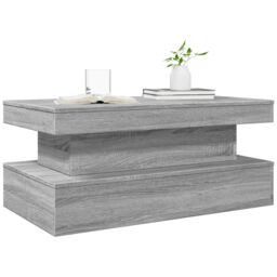 Berkfield Home Coffee Table with LED Lights Grey Sonoma 90x50x40 cm - Size: 90 x 50 x 40 cm - thumbnail 6