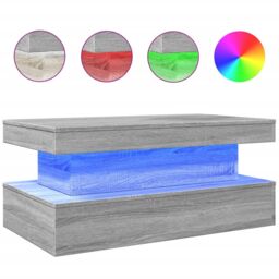 Berkfield Home Coffee Table with LED Lights Grey Sonoma 90x50x40 cm - Size: 90 x 50 x 40 cm - thumbnail 2