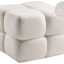Wyld and Coco Off-White Boucle Pouffe 60 x 60 cm in White - thumbnail 2