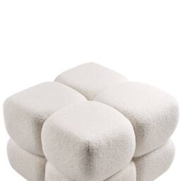 Wyld and Coco Off-White Boucle Pouffe 60 x 60 cm in White - thumbnail 5