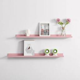 Kelvenix Set Of 2 Floating Industrial Wall Shelf 80cm in Pink - Size: 0.6m2 - thumbnail 4