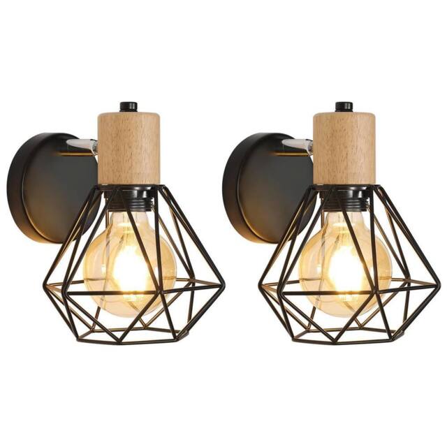 Goeco Pack of 2 Wall Light, Industrial Vintage Wall light, 360° Adjustable in Black - image 1