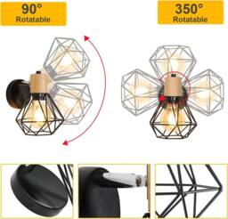 Goeco Pack of 2 Wall Light, Industrial Vintage Wall light, 360° Adjustable in Black - thumbnail 2